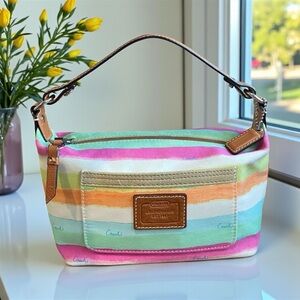 Coach Multicolor Pastel Stripe Canvas Wristlet
